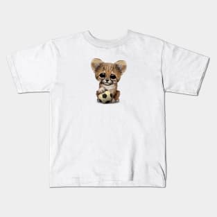 Cheetah Cub With Football Soccer Ball Kids T-Shirt